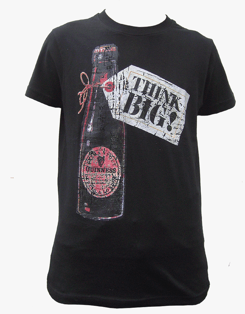  schwarzes T-Shirt mit ausgefallenem Guinness-Print