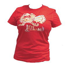  tomatenrotes Damen- T-Shirt mit keltischem Motiv