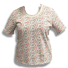  Damen- T-Shirt mit bunten Streublümchen